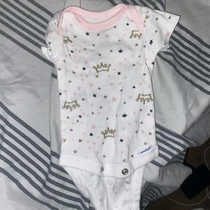 Gerber Onesie with gold glitter crowns